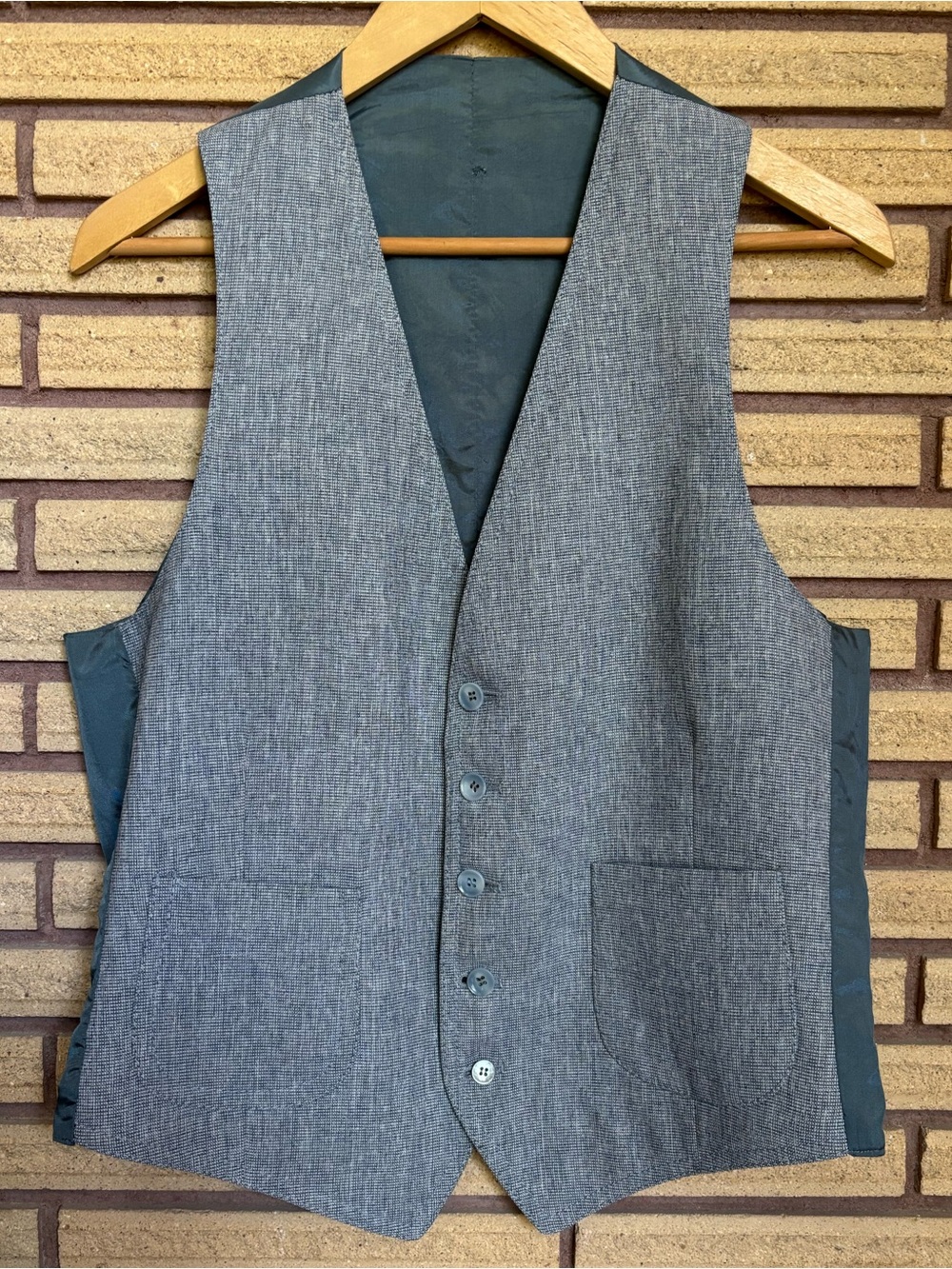 90's Dusty Blue Plaid Vest - Unisex - Chest 38 - Vest Top - Preppy Blue Vest